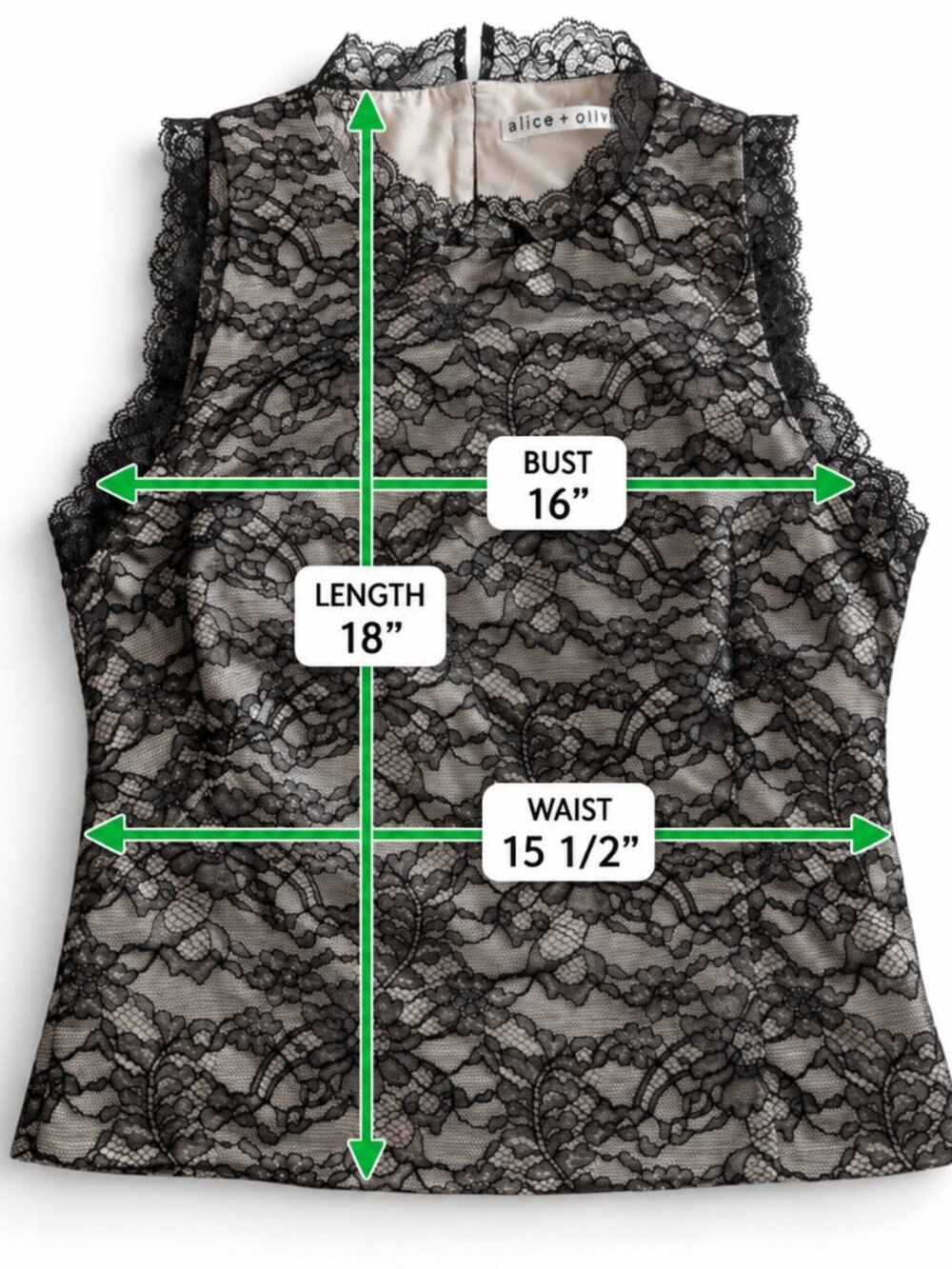 Alice + Olivia Lace Sleeveless Top Size 6 Black Nude NWT - Picture 3 of 9